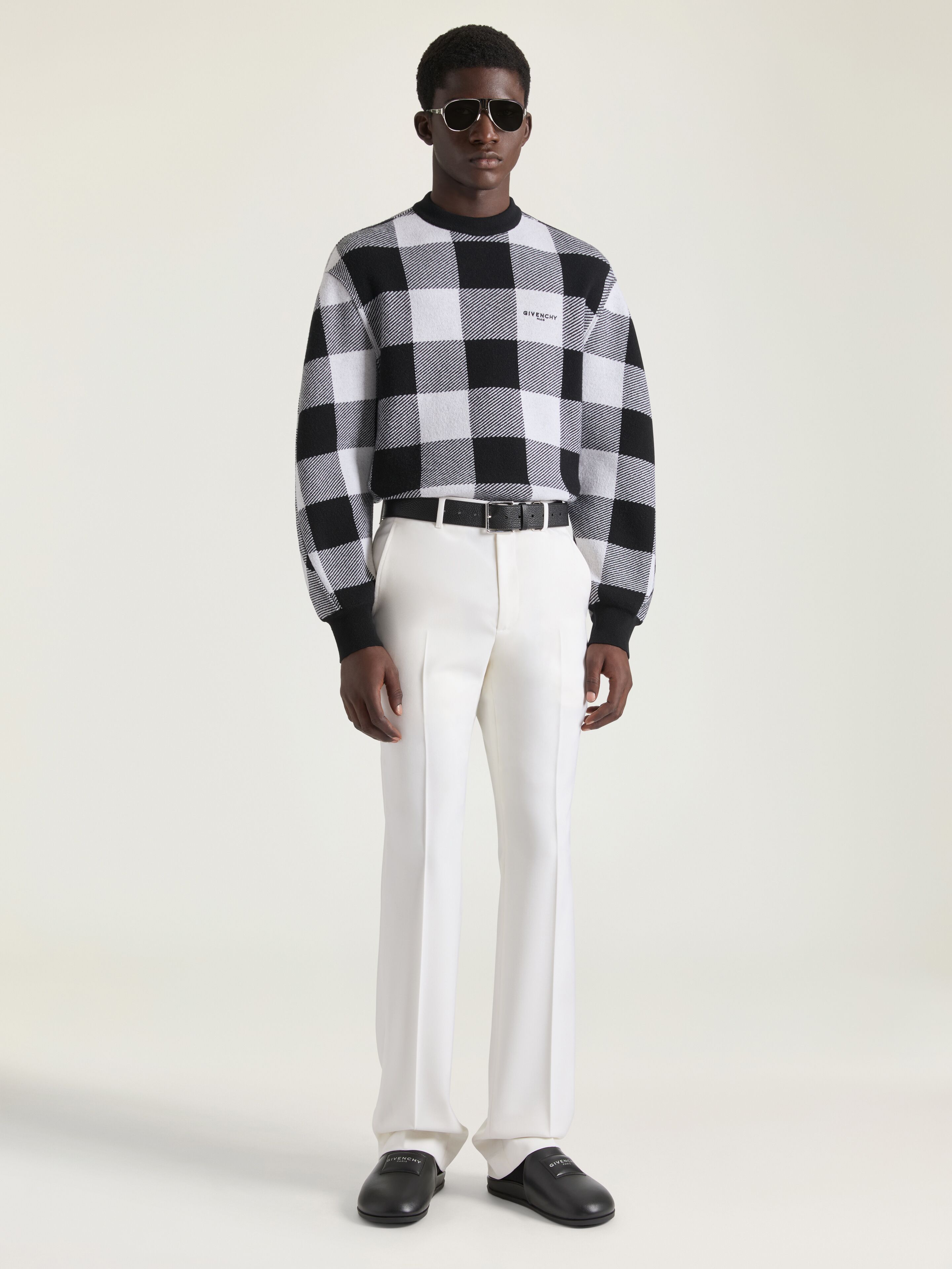 Checked sweater in wool embroidered GIVENCHY Paris